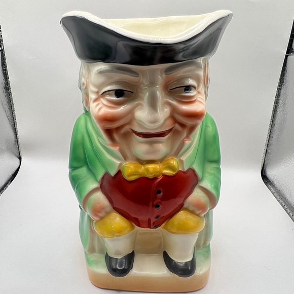 Vintage Glazed Ceramic Colonial Stateman Toby Mug Pitcher Czechoslovakia